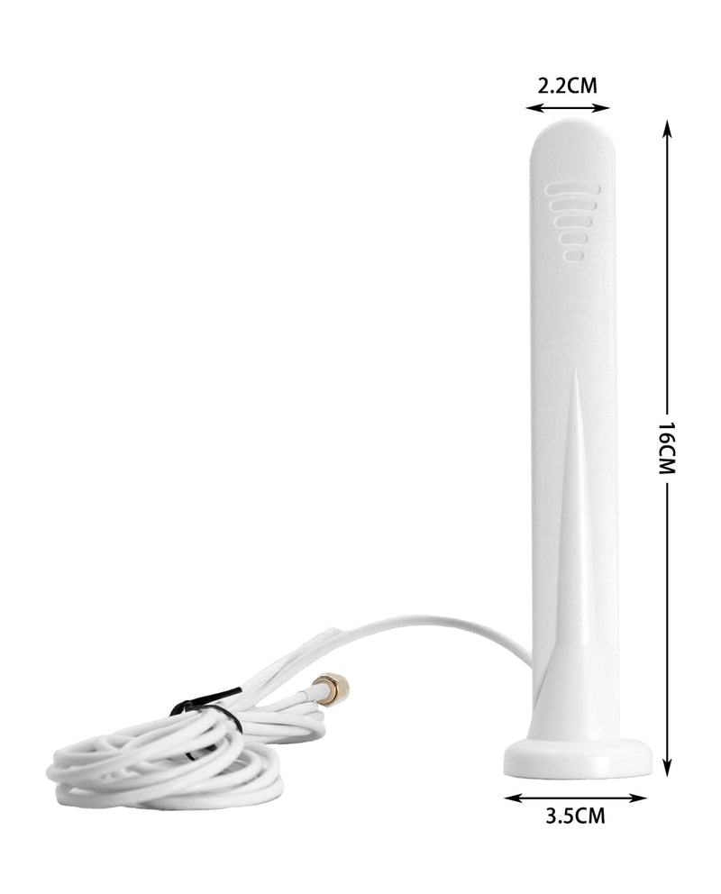 4G LTE Antenna SMA Male Connector 15DBi GSM/3G/4G/5G Omni-directional Waterproof Suction Cup Antenna with Magnetic Base 3M RG174 Cable (White) White