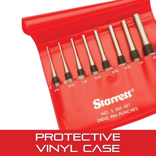 Starrett Drive Pin Punch Set, 8-Piece, 4" Length S565PC