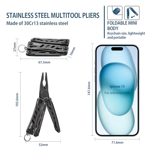 NexTool Mini Flagship EDC Keychain Multitool, Mini Pocket Knife (Dark) Small Dark