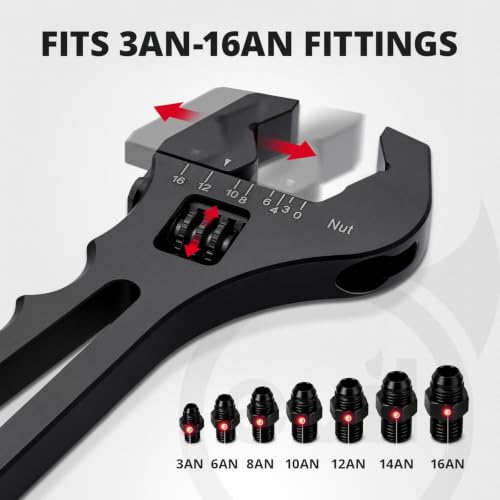 EVIL ENERGY AN Fittings Wrench 3AN-16AN with 4" Magnetic Vise Jaw Pad Black