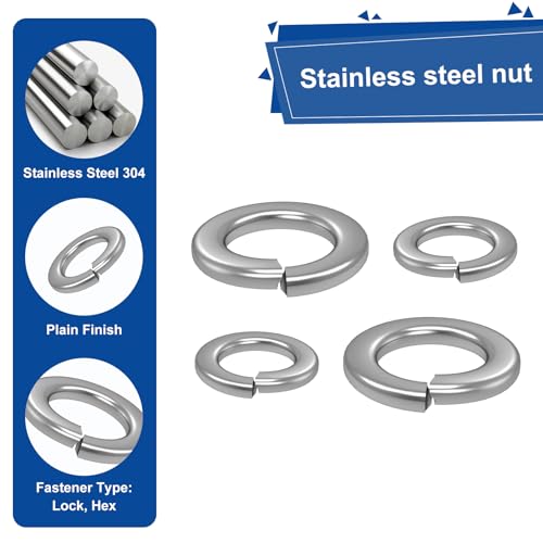 QISHENG 25 PCS 5/8" Stainless Steel SAE Spring Lock Washers,Stainless Steel 18-8 A2(304) washers,Home Washer 5/8" Colorless