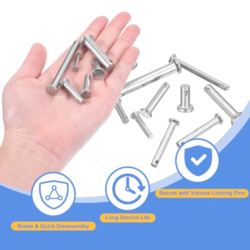 uxcell 12Pcs 1/4" x 3-9/16" Single Hole Clevis Pins, 304 Stainless Steel Flat Head Clevis Pins Hitch Pin for Trailer Latch, Mechanics Repair, Furniture Installation, Industrial Equipment 1/4" x 3-9/16" 12