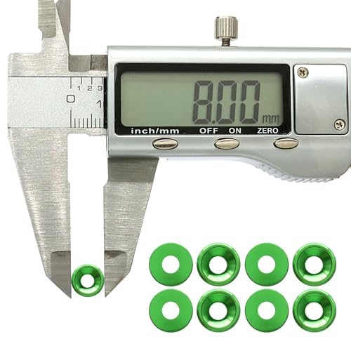 M3 Flat Countersunk Washers, 60 Pack, Green, 8mm, Aluminum