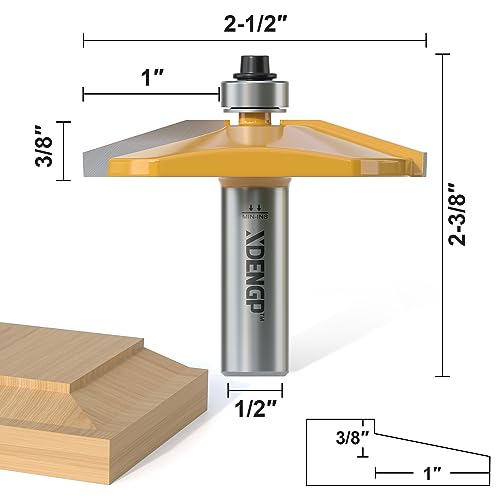 Bevel Raised Panel Router Bits 1/2 Shank for Cabinet Door, 2-1/2-Inch Diameter, Shaker Raised Cabinet Door Making Frame Panel Design Router bits Use with Rail and Stile Moulding Router bit Bevel - 2-1/2" Diameter - 1/2" Shank Raised Panel Router Bit