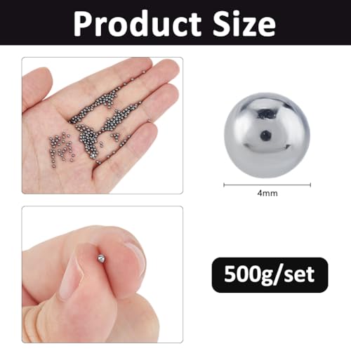 SUPERFINDINGS 500G Stainless Steel Polished Beads 4mm Round Tumbling Media Pins Burnishing Media for Rust Removal Rough Polishing Precsion Polishing Jewelry Polishing