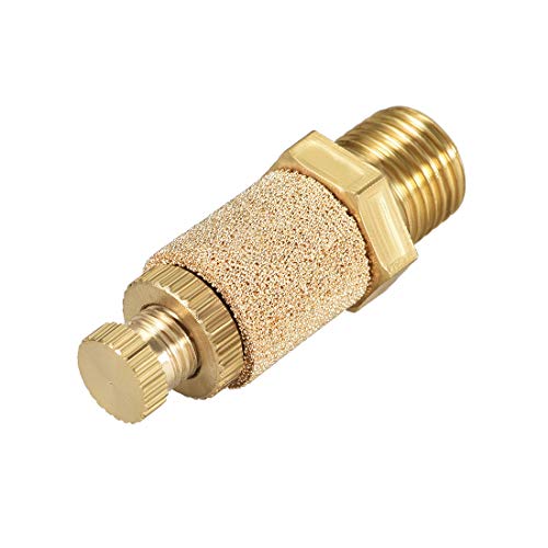 uxcell Sintered Bronze Exhaust Muffler Top Adjustable G1/8 Pneumatic Air Muffler Air Flow Speed Controller Brass Flow Control Muffler 5pcs