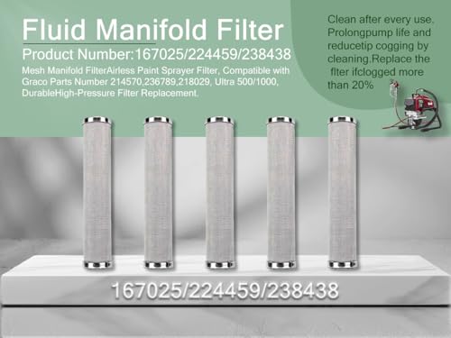 5 Packs 167025 224459 238438 60 Mesh Manifold Filter for Graco 167025/224459 /238438 60 Mesh 5Pcs