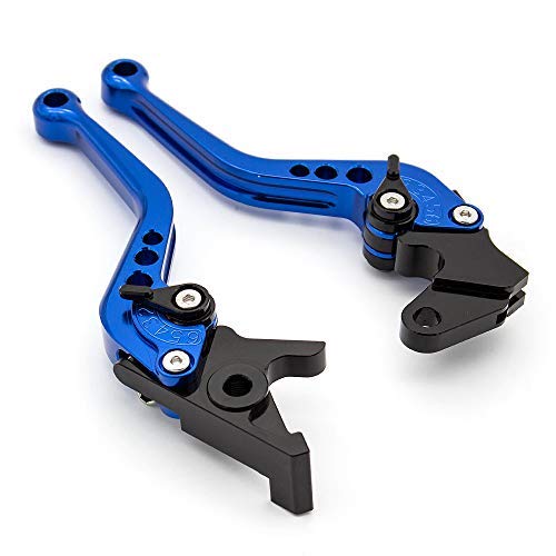 FXCNC CNC Aluminum Short Adjustable Brake Clutch Levers Compatible with YFM700 Raptor 700 R 2008-2022, YFZ450 YFZ450R YFZ450X 2008-2020, YFM250 Raptor 2008-2013, Raptor 250R 2011 Blue Lever with Black Adjuster
