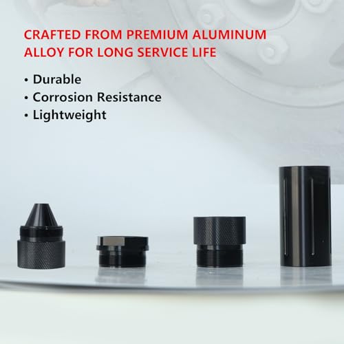 1.375'' x 24 Aluminum Alloy Black Cone Shaped Wheel Lug Nuts with Sealed End Cap Compatible with Kenworth Peterbilt Volvo Freightliner Mack International Trucks, Pack of 12