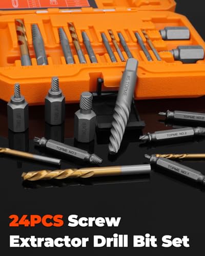 24 Piece Left Hand Drill Bits Set and Easy Out Screw Extractor Set 24 Pieces