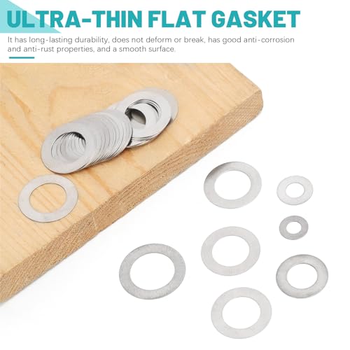 175PCS 6 Sizes 304 Stainless Steel Flat Washers Assortment Kits M3 M4 M5 M6 M8 M10 M12 Flat Spacers Shim Washers Round Flat Spacer for Screws & Bolts