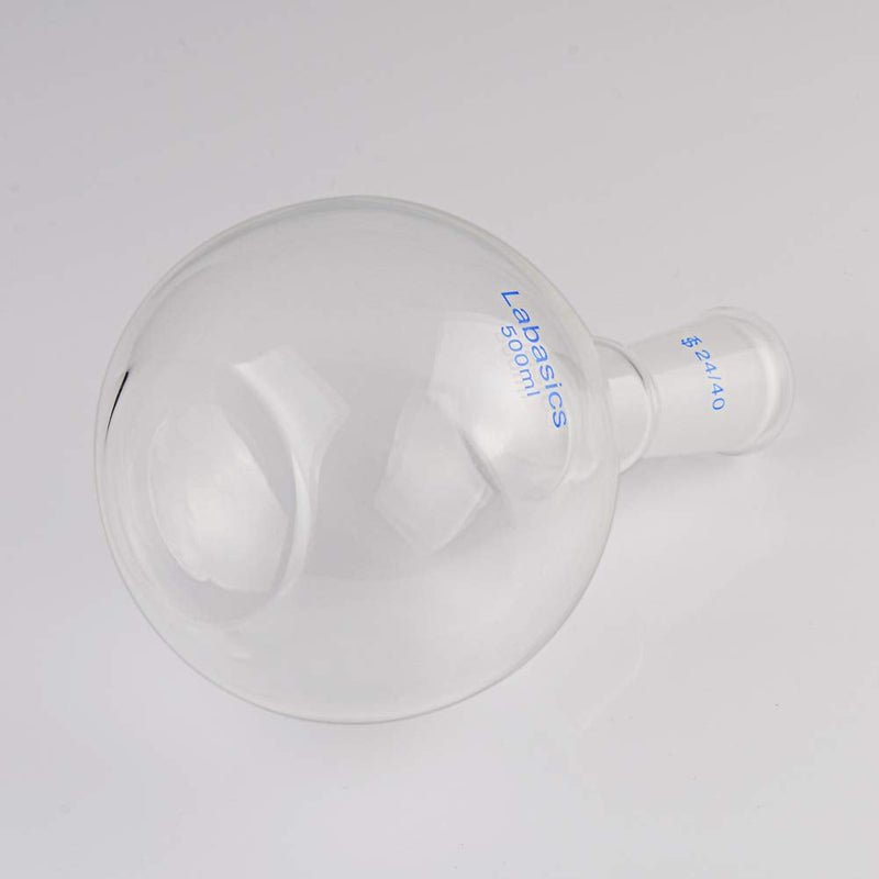 Labasics Glass 500ml Single Neck Flat Bottom Boiling Flask, with 24/40 Standard Taper Outer Joint, 500ml 500 ml