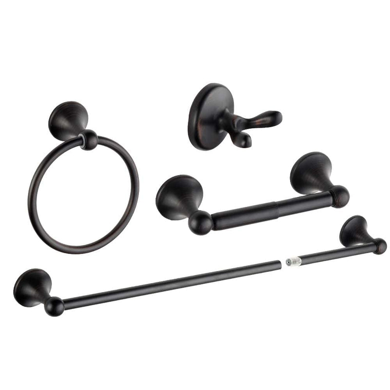 4 Piece Bathroom Accessory Set(Adjustable Towel Bar, Towel Ring, Toilet Paper Holder,Towel Robe Hook), Wall Mounted Bathroom Hardware Accessories Set,Oil Rubbed Bronze Oil Rubbed Bronze 4 pieces