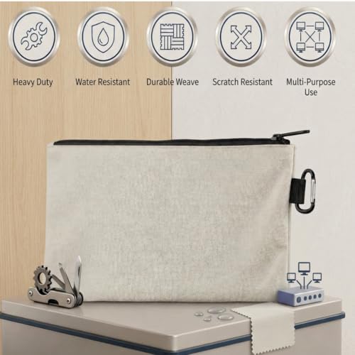 7 Pack Canvas Tool Bag, 12.4"x7.3" Premium Tool Pouch Zipper Bag