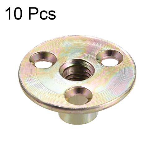 uxcell M10x37x2.5mm Brad Hole Tee Nut Carbon Steel T-Nuts Furniture Hardware Flange Insert Female Thread 10pcs