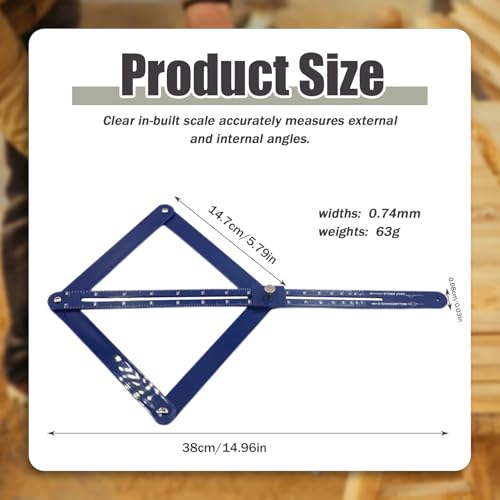 Corner Angle Finder Tool, Miter Saw Protractor with Scale, Miter Angle Finder, Digital Angle Scale (Blue) Blue