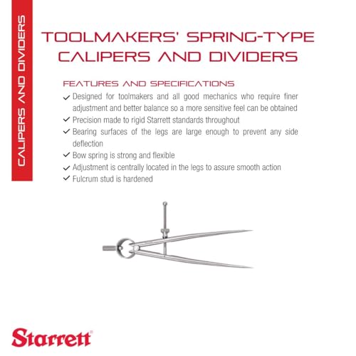 Starrett Toolmakers Spring-Type Caliper and Divider, 6" Size 277-6