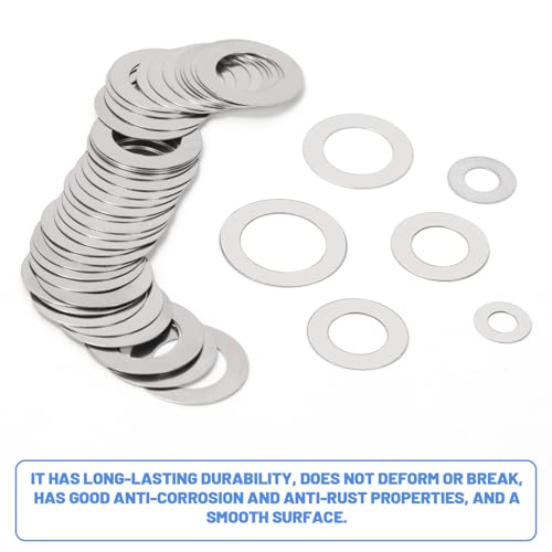 Glarks 175pcs M4/M5/M6/M8/M10/M12 Thin Flat Washers Assortment Kit, Stainless Steel Fender Washers, Ultra Thin Flat Spacers for Household, Commercial, Screws, Bolts, Industrial, Woodworking