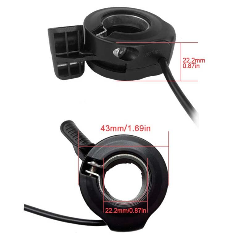Schuck E-Bike Thumb Throttle 130X,Waterproof Accelerator,22.2mm/0.87in Handlebars，Left/Right Universal Bicycle Conversion Replacement Parts