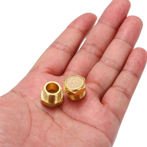 MECCANIXITY 3pcs Air Compressor Muffler 1/4" NPT-13mm Male Thread Sintered