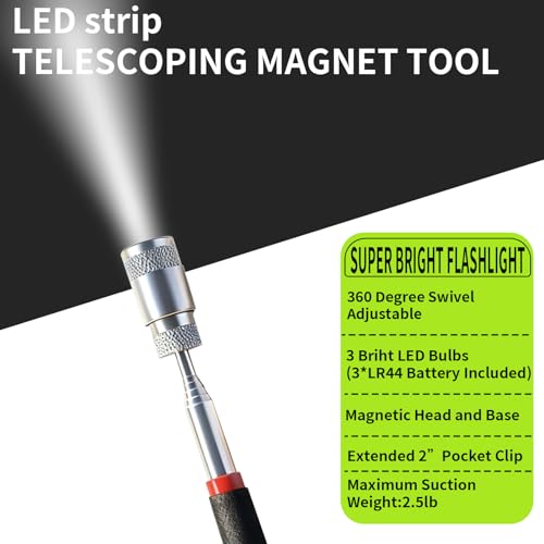Telescoping Magnetic Pickup Tool Set, for Car and Construction Sites(4 Pcs) 4 Pack Black