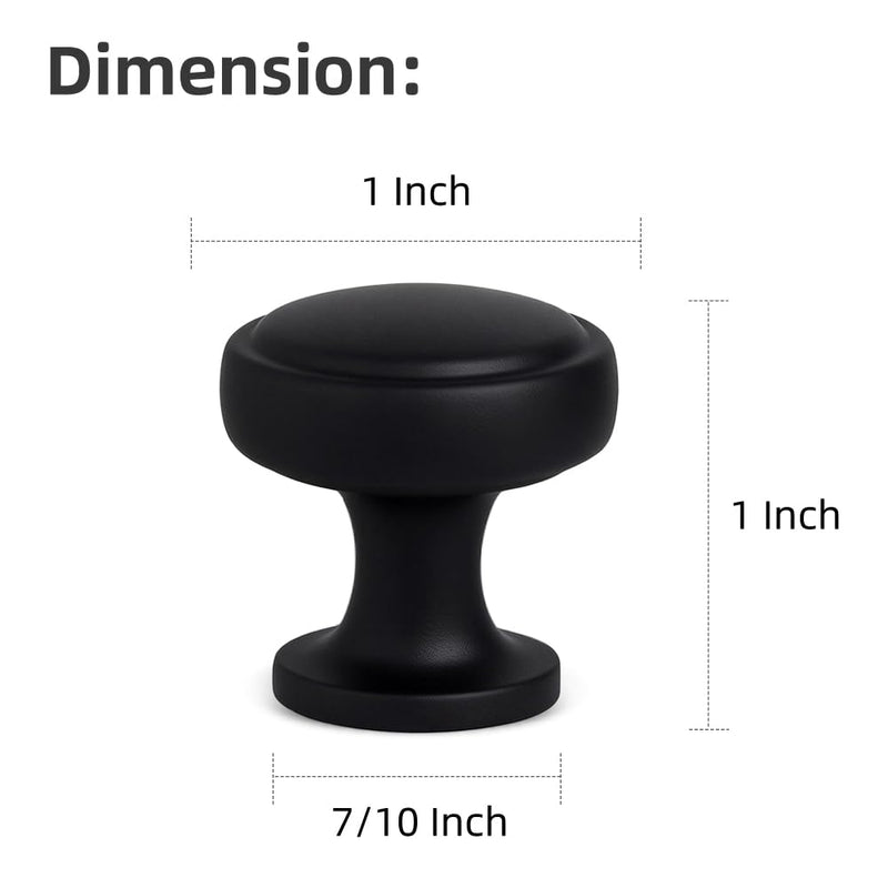 Soft-Touch Black Solid Zinc Alloy Cabinet Knob 16 Pack Round Knurled Cabinet Handle Hardware Drawer Pulls (16, Soft-Touch Black)