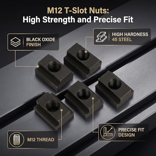 Pissente 5pcs T Slot Nuts Thread Black Oxide