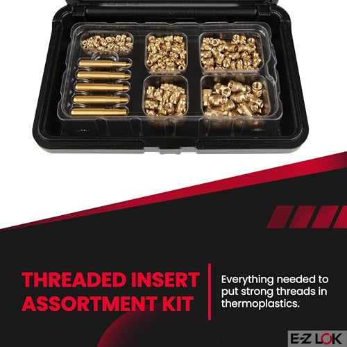 E-Z LOK Thread Insert Assortment Kit for Plastic, 4-40 to 0.25-20 4-40 to 1/4-20 Flush