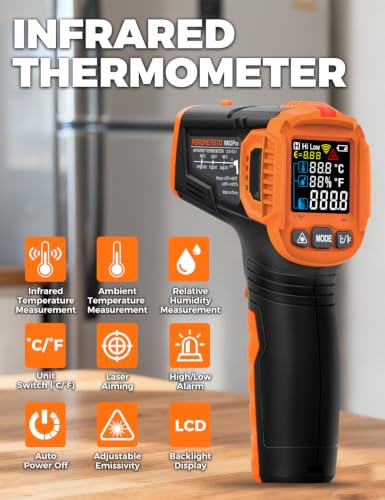 3 in 1 Digital Infrared Thermometer Gun with High/Low Alarm POROMETISTO IM02PRO
