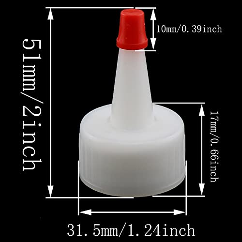 E-outstanding Red-Tip Cap 24PCS Red Plastic Pointed Mouth Bottle Cap Replacement Tips for Glue Bottles