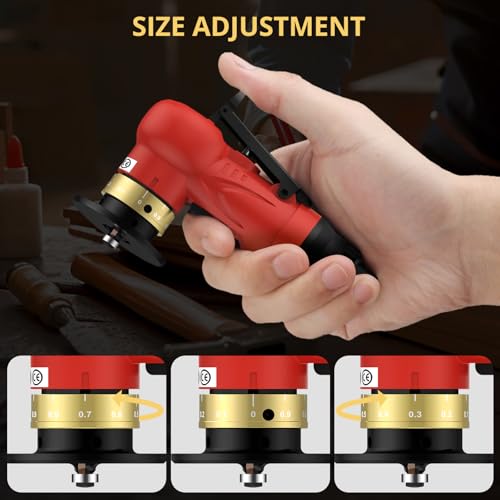 AMTOVL Pneumatic Chamfering Tool with 6 C-Angle & 6 R-Angle Blades Red