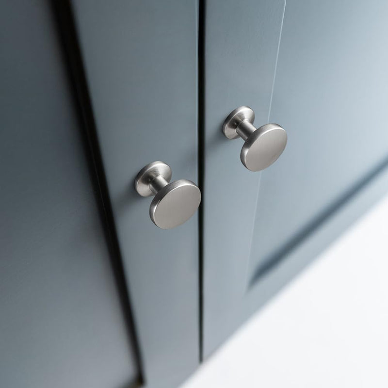 Set of 12 Sleek Satin Nickel Cabinet Knobs with Cylindrical Stem – Modern Kitchen Drawer Handles Minimalist Dresser Hardware