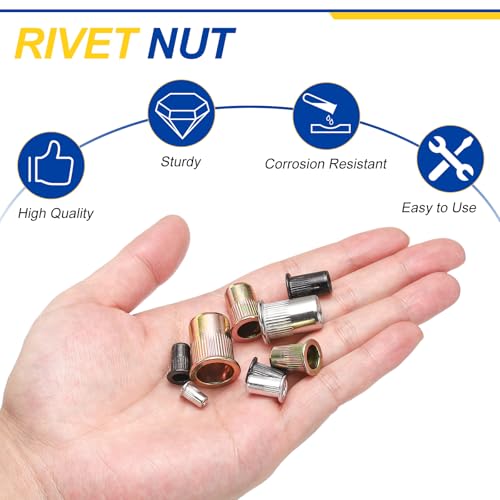 50Pcs Rivet Nut 3/8"-16x23/32 304 Stainless Steel Silver 3/8"-16x23/32" 50