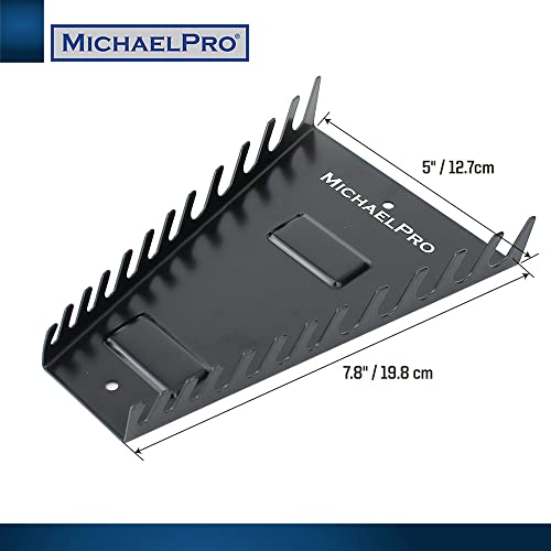 MichaelPro Magnetic Wrench Organizer for Tool Drawer, 12-Piece Metal Wrench Holder, Fits SAE and Metric Wrenches, Up to SAE 1 1/16'' and Metric 24mm, Easy Magnetic Wall Mount - MP014031 12Pc (Magnetic)
