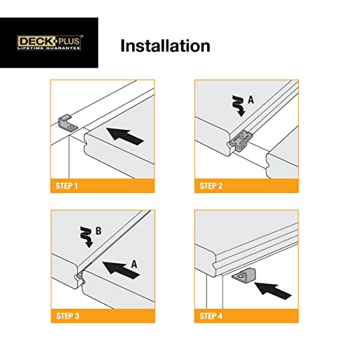 Deck Plus Eclipse Hidden Deck Fasteners, Deck Screws, Wood Screws, Stainless Steel, Black, 90 Pack