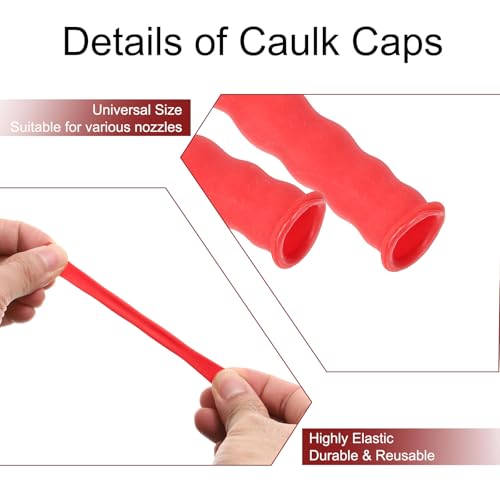 HARFINGTON 50pcs Caulk Caps Universal Fit Caulking Tube Caps Red