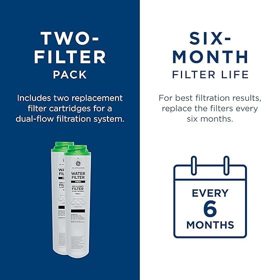 GE Under Sink Water Filter Replacement, Dual Flow, Reduces Sediment, Rust & Other Impurities from Water, Fits GXK255TBN Under Sink Filtration System, Replace Every 6 Months, FQK2J, 2 Filters 2 Count (Pack of 1)