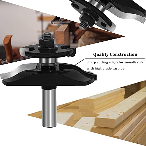 TAIWAIN Router Bit Set 1/2 Inch Shank 3PCS Raised Panel Wood Milling Cutter Rail &Stile Woodworking Miter Carbide CNC Cutting Tool for Cabinet Drawer Door Surfacing Router Bits Sets(RD-B) 28