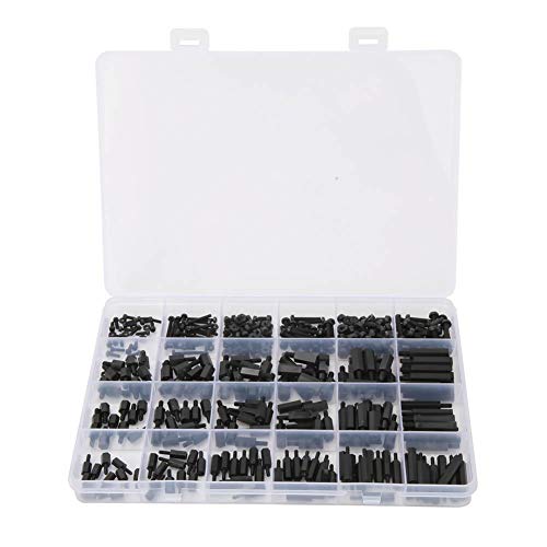 Spacer Screw Nut Assortment Kit, 360Pcs M2/M2.5/M3 Black Nylon Male Female Hex Standoff Spacer Screw Nut Assortment Kit for PCB, Quadcopter Drone, Computer Circuit Board