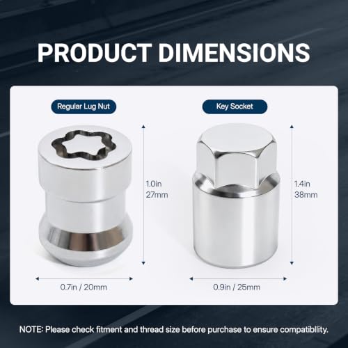 08W42-SCV-101 Wheel Lock Lug Nut Set 5-Pack Short Chrome