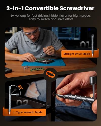 55 in 1 Precision Magnetic Screwdriver Set, Electronics Repair Kit with Foldable Storage Box & Transformable Handle, Mini Screwdriver Set for Macbook, Laptop, PC, Switch, PS5, Phone, Eyeglasses, Watch