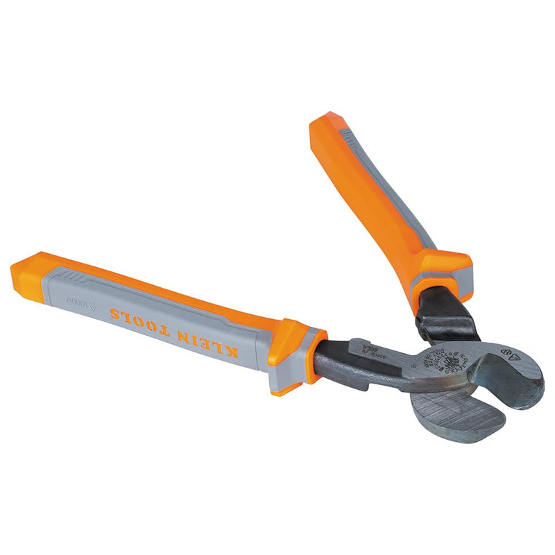 Klein Tools 63225RINS Insulated High-Leverage Precision Cable Cutter, Made in USA, for Aluminum, Copper and Communications Cable, 9-Inch