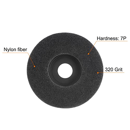 HARFINGTON 5pcs Nylon Fiber Polishing Wheel 4.5" x 7/8" Abrasive Wheels Sanding Buffing Disc 320 Grit 7P Non Woven Abrasive Flap disc Grinding Polishing Wheel for Angle Grinders, Gray