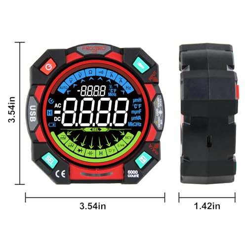 Digital Multimeter Tester 6000 Counts TRMS Auto-Ranging 600V AC/DC Voltage Black