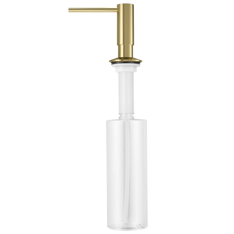 Samodra Sink Soap Dispenser, Metal Pump Head Liquid Lotion Countertop Kitchen Bathroom Soap Dispenser with 12 OZ PET Bottle Brushed Gold