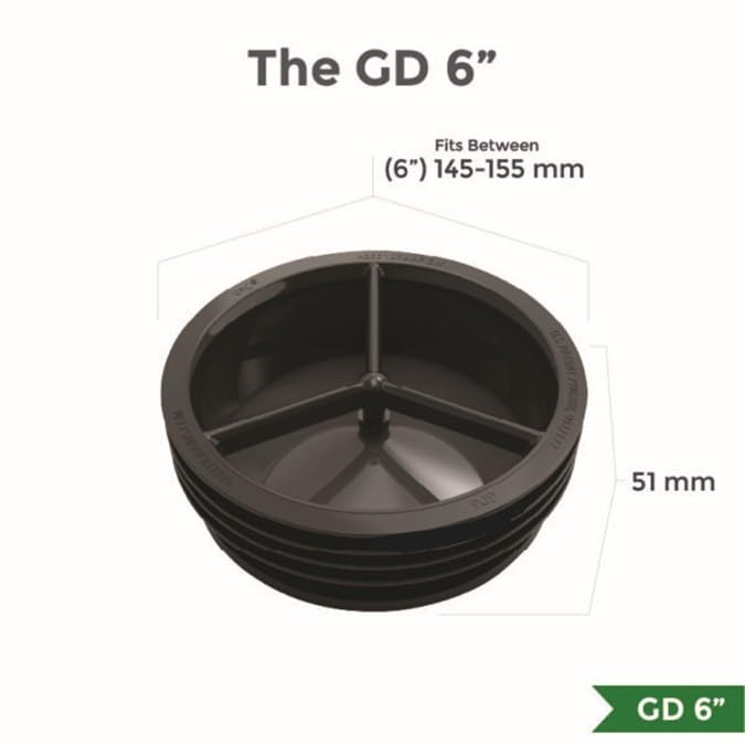 Waterless Trap Seal, 6 Inch, Fitting Pipes with Diameters Between 145-155 mm GD6