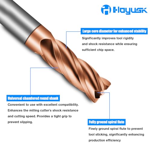 3/8" Carbide End Mills - 4 Flute Square End Mill with AlTiN Coating, HRC 55 Deg, 4T Tungsten Milling Bits for Stainless Steel, Hardened Steel, Cast Iron, Copper, Alloys & More 3/8 in 1