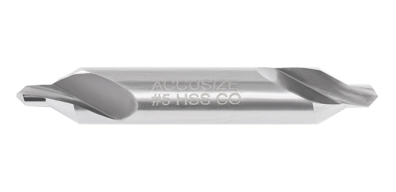 Accusize Industrial Tools 5pc ANSI M42 (H.S.S. + 8% Cobalt) Center Drill Set, 0556-5500 | ANSI M42 (HSS + 8% Cobalt), Plain Style, 60° Included Angle, Right Hand, Single Fluted, Plastic Case M42 8% Cobalt