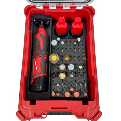 M12 Rotary Tool Packout Organizer with Tool, Battery and Bit Storage for Packout Compact Tool Box, Battery and Blade Storage, Insert Only 2460-20 & 2525-20 – Fits Packout 48-22-8435