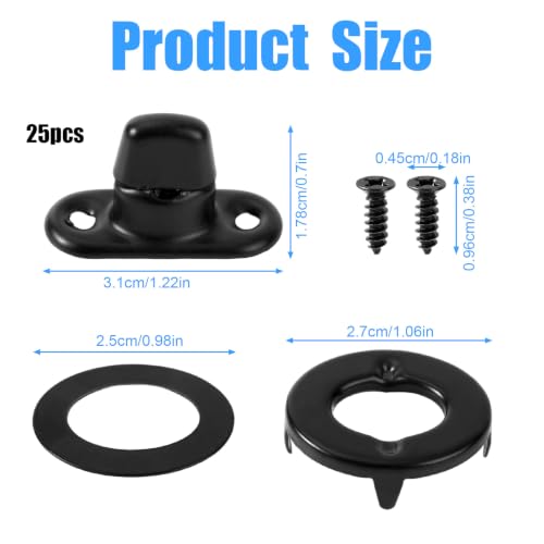 Penitue 25 Sets Marine Grade Twist Lock Fasteners with Coating (Black)